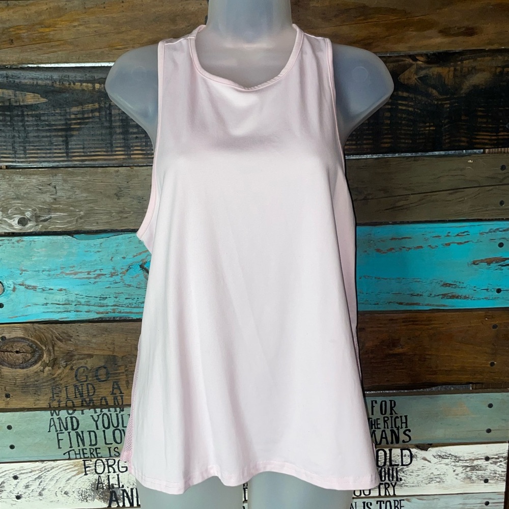 Mesh Back Motivational Pink Racerback Tank Top M - Picture 6 of 9
